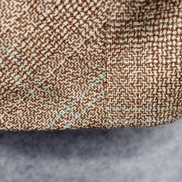Vintage Tweed Jacket Womens L 12 Brown Plaid HARVE BENARD Velvet Mandarin Collar - Picture 14 of 16
